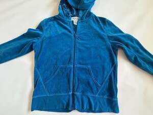 NYL NewYork Laundry Hoodie Womens Blue Velour Zip Up Y2K Track Jacket Vintage